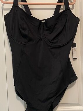 TA3 Sleek Black Underwire One-Piece Swimsuit